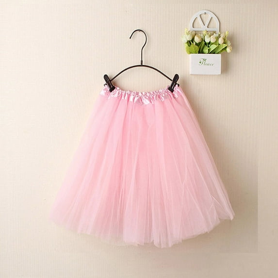 Rewenti Womens High Quality Pleated Gauze Short Skirt Adult Tutu Dancing Skirt Pink Free(Free)
