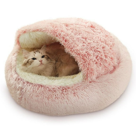 Rewenti pet house Round Pet Winter Warm Sleeping Bag Soft Plush Calming Bed Deep Snuggle Pad for ss 50cm dog bed that is washable for dogs