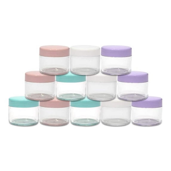 Rewera 12 Pcs, BPA Free, Cosmetic Sample Empty Container, Plastic, Round Pot Screw Cap Lid, Small Tiny 20g Bottle, for Make Up, Eye Shadow, Nails, Powder, Gems, Jewelry