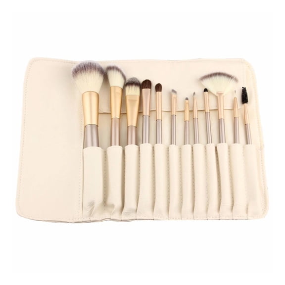 Rewera 12 Piece Makeup Brushes Set | Horse Hair Professional Kabuki Makeup Brush Set Cosmetics Foundation Makeup Brushes Set Kits with White Cream-colored Case Bag