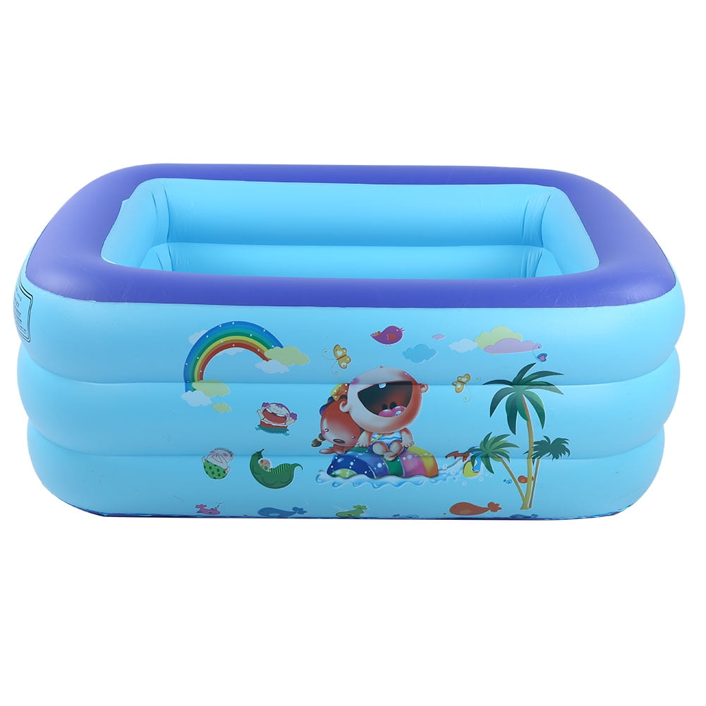 Rewera 125x95x48cm 3‑Circle Portable Home Garden Courtyard Inflatable Swimming Pool for Children Kid