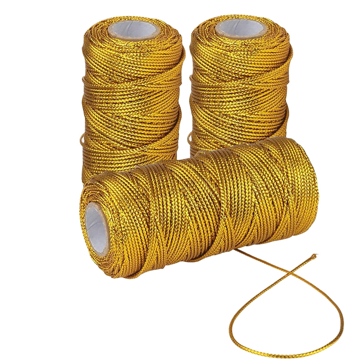 Rewera 3 Rolls Metallic Elastic Cords Stretch Cord Ribbon Metallic ...