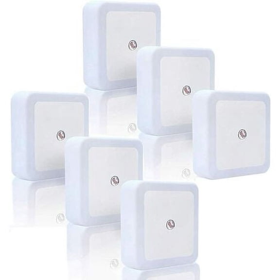 Rewera 6pcs Night Light 1W LED Lamp Automatic with Physical Motion Sensor for Children's Bedroom/Toilet/Entryway/Stairs/Corridor/Passage(White)