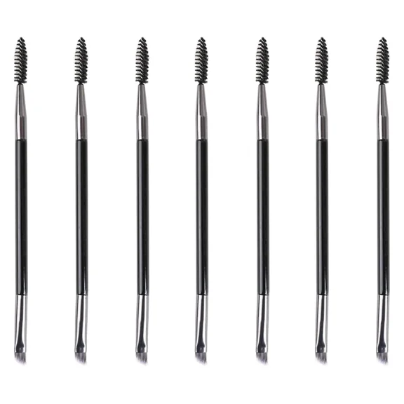 Rewera Angled Eyeliner Angled Eyebrow Brush Eyeshadow Tools Spoolie Brush Eye Brow Tint Brush For Blending, Defining, Smudging, Shading(black)(7pcs)