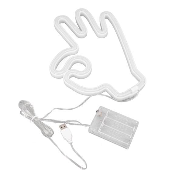 Rewera Hand Finger Design LED Sign for Home Dcor, Battery/USB Operated Wall Art OK Shape Neon Light