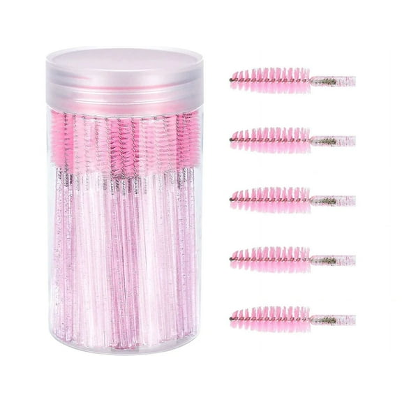 Rewera Mascara Wands With Container, Disposable Eyelash Eyebrow Spoolie Brush For Makeup Eyelash Extensionspink100pcs