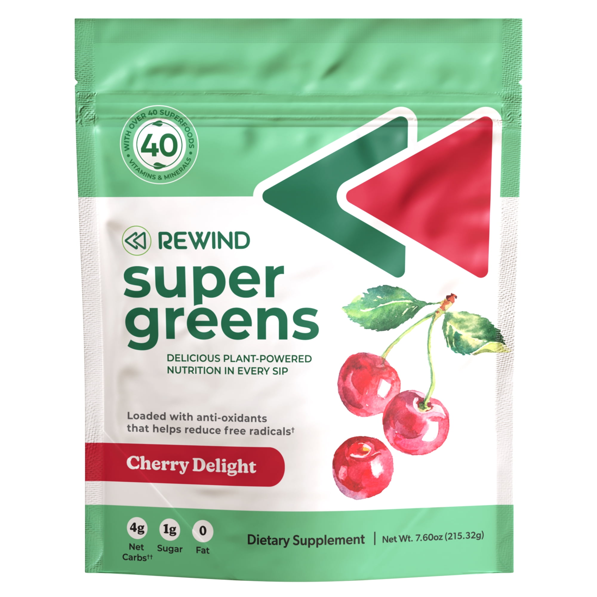 Rewind Greens Cherry Delight, Dietary Supplement, Greens Powder