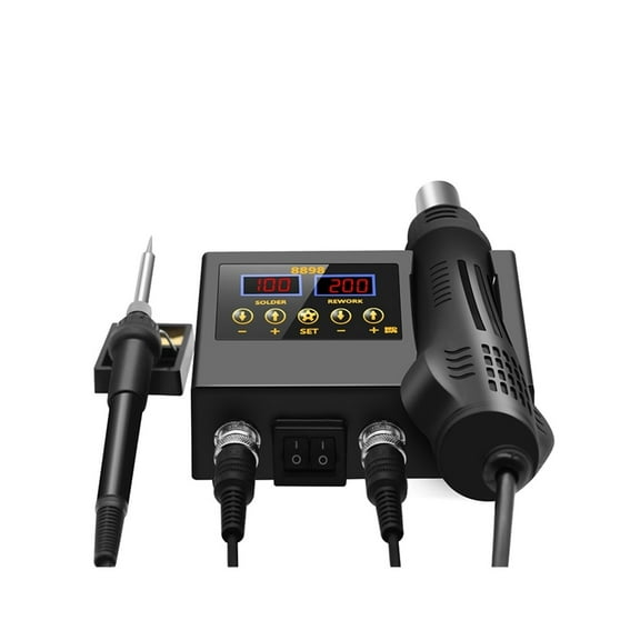 Rework Soldering Station,2 In 1 Hot Air Soldering Iron LCD Digital Display Welding Station,Portable Welder Machine With Welder Kit
