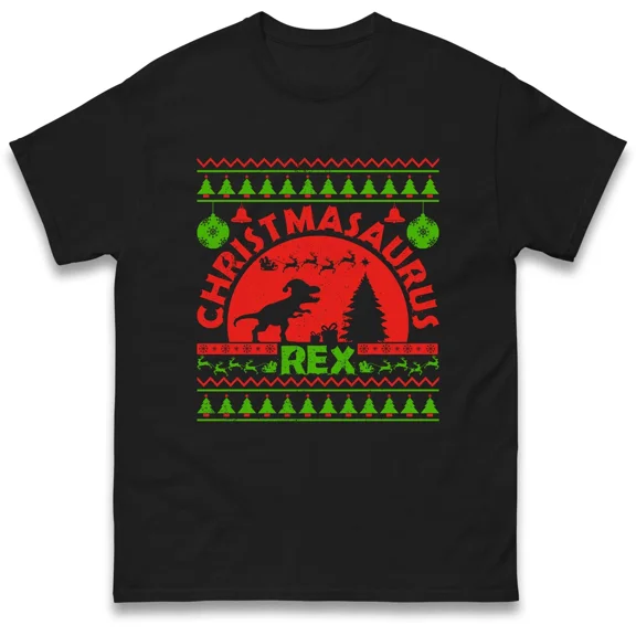 Rex Christmasaurus T Shirt,December Holiday Christmas,Dinosaur Xmas Party Tee