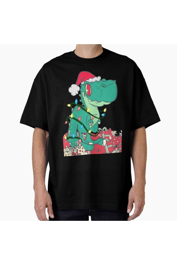 Rex Mas Dinosaur Christmas Tree Holiday Festive Prehistoric Unisex T-Shirt, up to Size 5XL