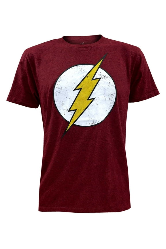 Men's The Flash Lightning Bolt Logo Short Sleeve Cotton Graphic Tee - Red