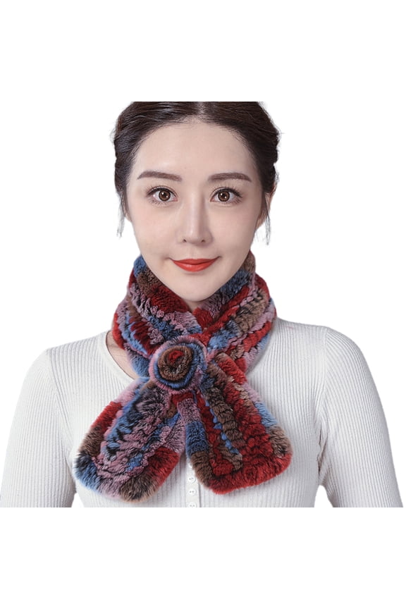 Rex Rabbit Faux Furs Scarf Women Soft Thick Plush Neck Scarf Party Shoulder Wrap