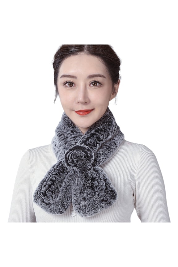 Rex Rabbit Faux Furs Scarf Women Soft Thick Plush Neck Scarf Party Shoulder Wrap