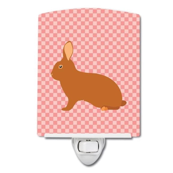 Rex Rabbit Pink Check Ceramic Night Light