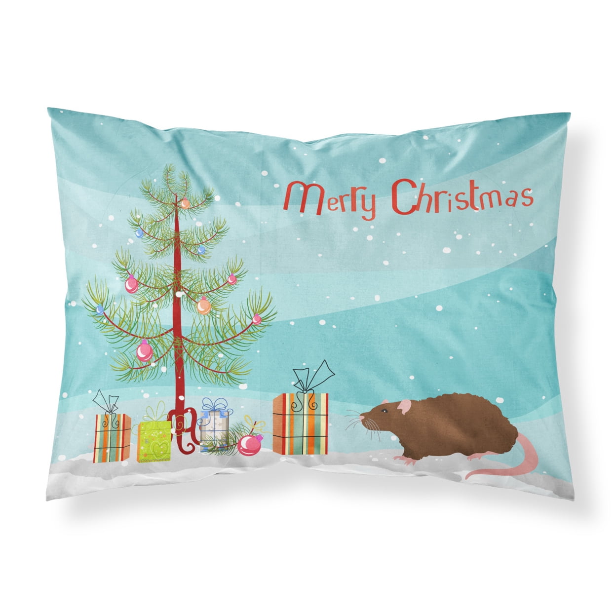 Rex Rat Merry Christmas Fabric Standard Pillowcase