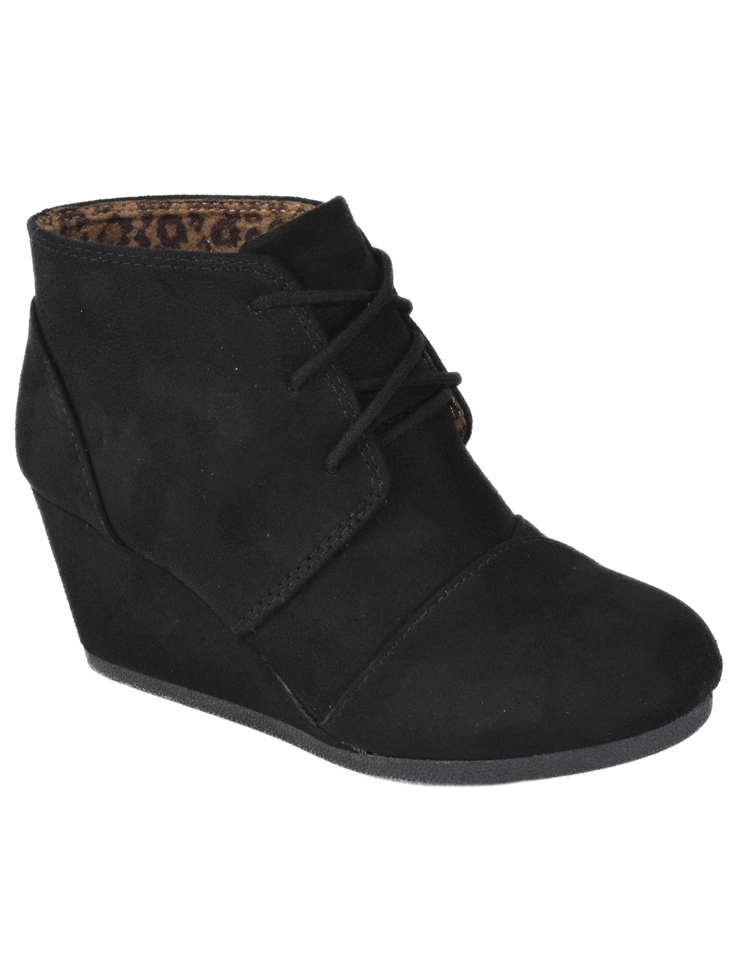 Rex-S Black CityClassified Women Small Short Wedge Heels Ankle Boots ...
