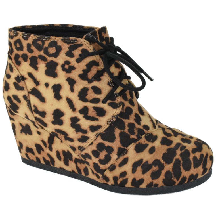 Leopard print store wedge booties