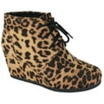 thumbnail image 1 of Rex-S Cheetah Leopard Print CityClassified Women Small Short Wedge Heels Ankle Boots Lace Up Booties 9, 1 of 3
