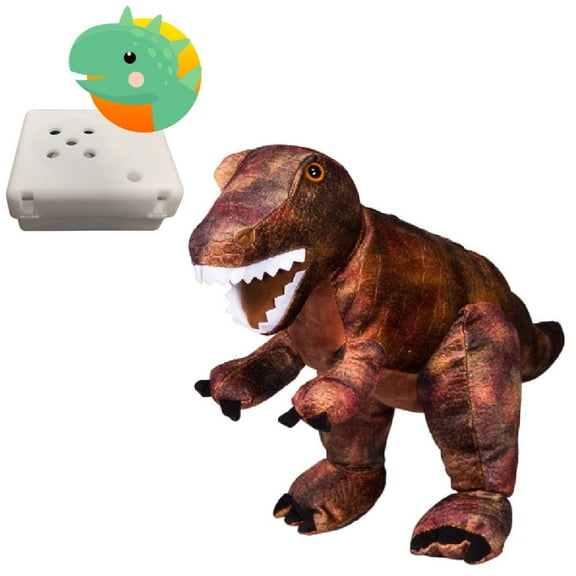 Plush Gear Rex the T-Rex Stuffed Toy, 16 Inch Plush Stuffed Animal with Pre-Recorded Dinosaur Sound Module For Kids, Toddlers, Birthday