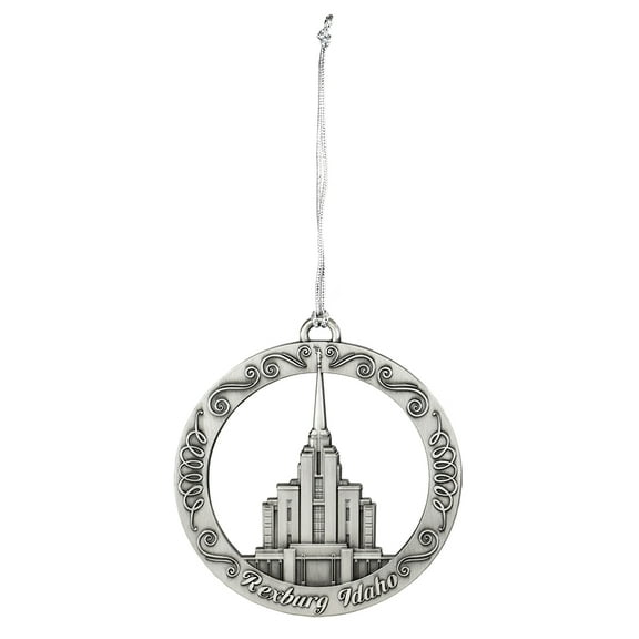 Rexburg Idaho Temple Antique Silver Hanging Metal Ornament by Ringmasters