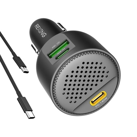 Rexing - 170W Vehicle Quick Charger with 2 USB-C & 1 USB Port Compatible with iPhone and Samsung Note - Black