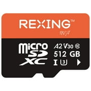 Rexing 512GB microSDXC UHS-3 4K Full HD Video High Speed Transfer Monitoring SD Card with Adapter for Dash Cams, Surveillance System, Security Camera, Body Cam