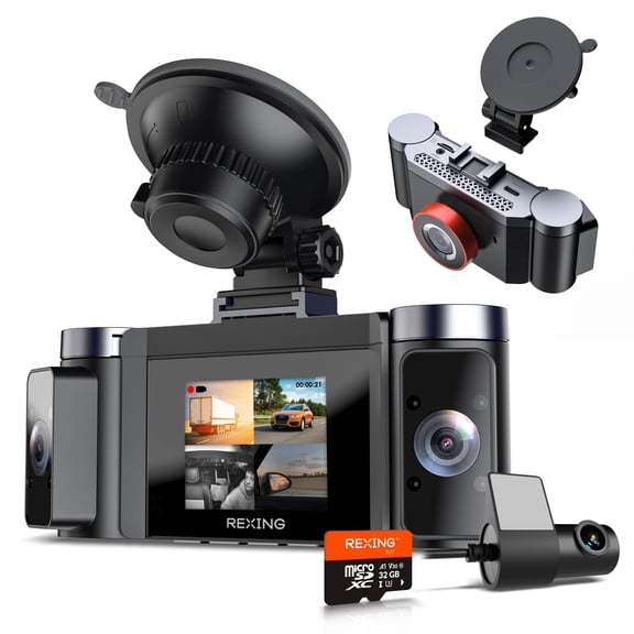 Rexing C4 4-Channel Dash Cam with All-Around 1080p, Wi-Fi App Control, Parking Mode, 64GB Card