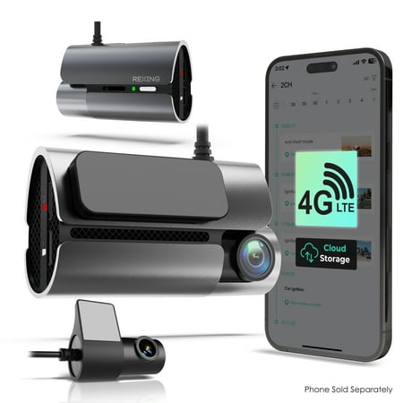 Rexing ProC4G 4G LTE 2-Channel Dash Cam with 2.5K Front, 1080p Rear, GPS, Remote Access