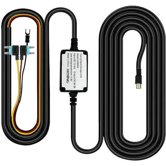 Rexing Smart Hardwire Kit Mini-USB Port for All Rexing Supercapacitor Models , Black