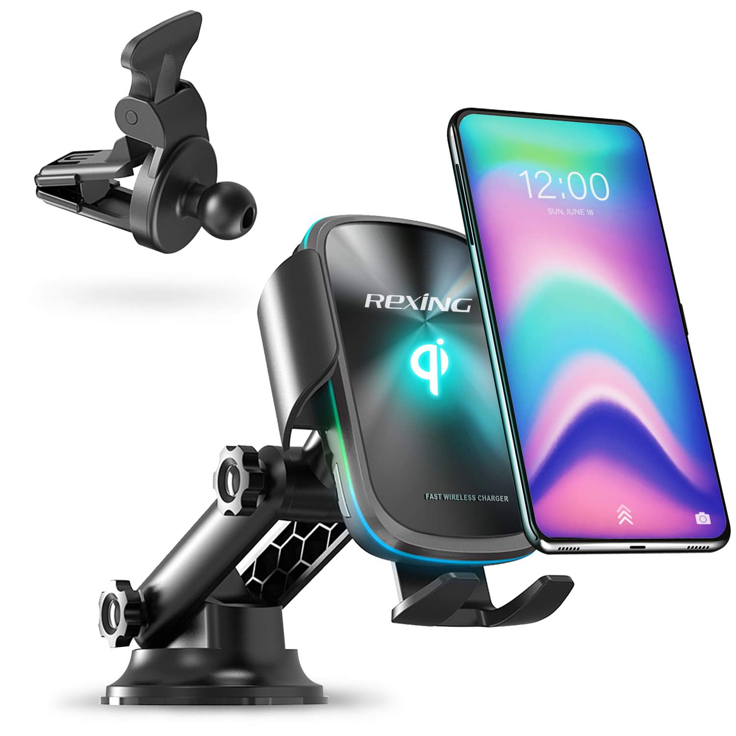 RexingUSA X5 Motorized Qi MMF7 Car Mount 15W/7.5W Wireless Charging