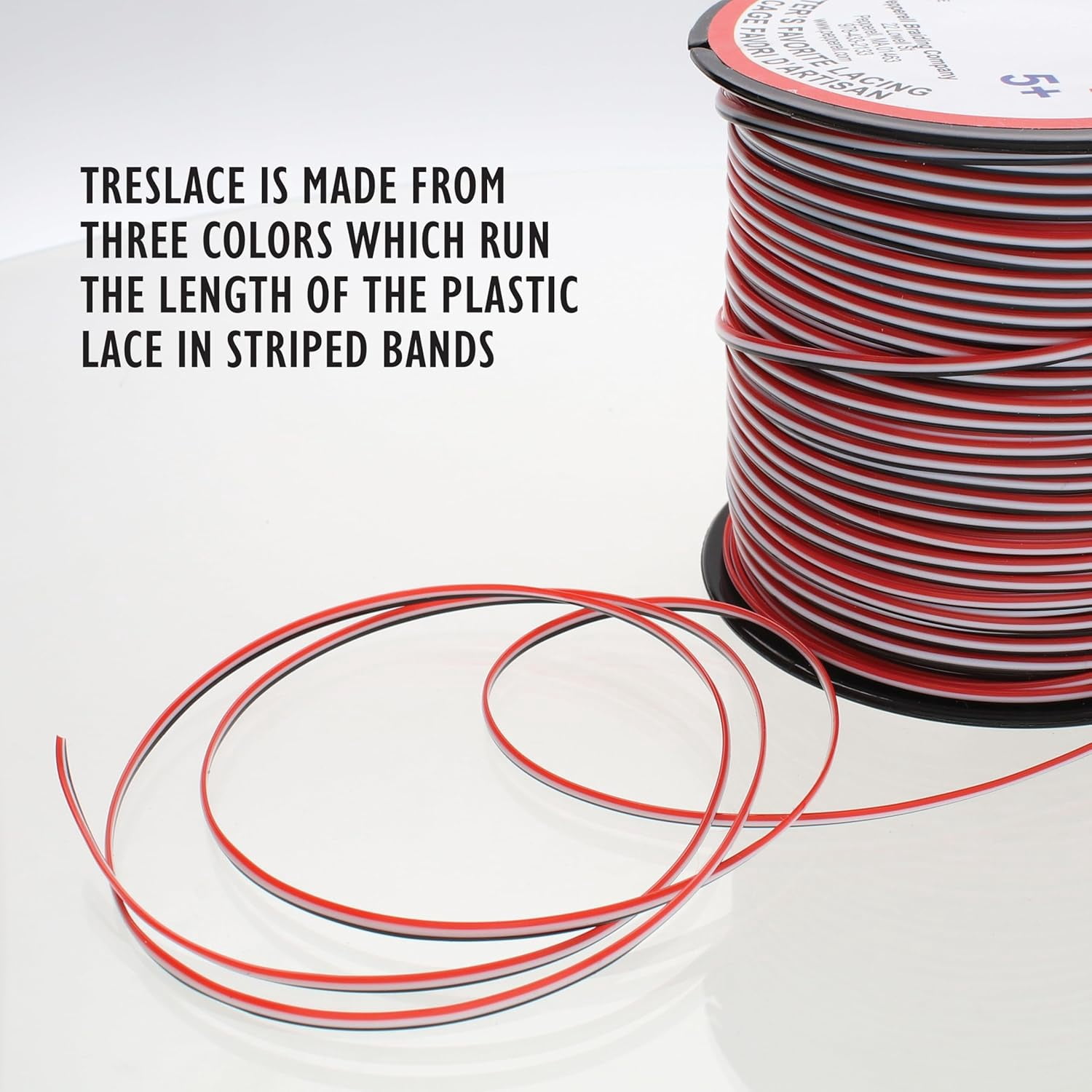 Rexlace Flat Plastic Lacing – Boondoggle String, Red / White / Black, 0 ...