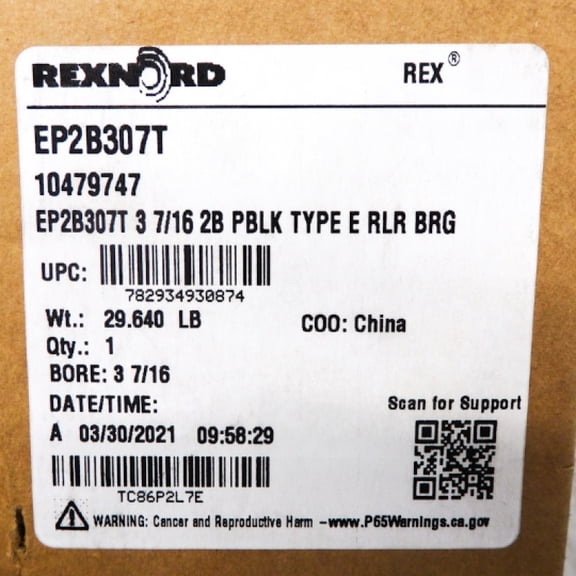 Rexnord EP2B307T 3-7/16" Shaft Pillow Block Roller Bearing