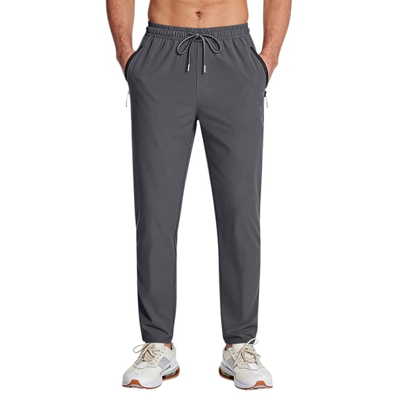 Rexolia Men's Athletic Golf Stretch Pants Lightweight Quick Dry UPF 50 Drawstring Daily Dark Gray 4XL