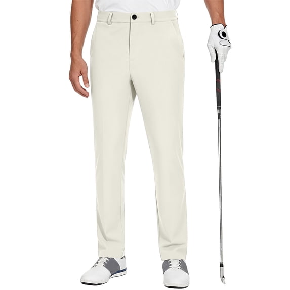 Rexolia Men's Golf Pants Stretch Quick Dry Lightweight Work Dress Pants with Pockets White 3XL