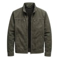 thumbnail image 1 of Rexolia Men’s Jacket Slim Fit Washed Fabric Multi Pocket Workwear Stand Collar Zip Army Green L, 1 of 6