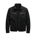thumbnail image 1 of Rexolia Men’s Jacket Slim Fit Washed Fabric Multi Pocket Workwear Stand Collar Zip Black 3XL, 1 of 5