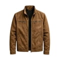 thumbnail image 1 of Rexolia Men’s Jacket Slim Fit Washed Fabric Multi Pocket Workwear Stand Collar Zip Coffee M, 1 of 5