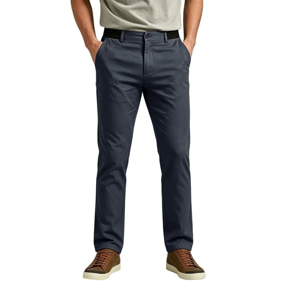 Rexolia Men's Stretch Straight Fit Twill Pants Flat Front Belt Loops Casual Work Golf Black XL