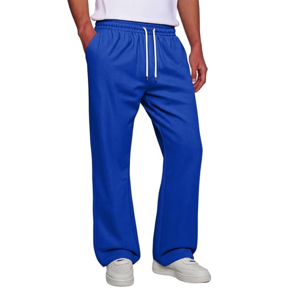 Rexolia Men’s Sweatpants Drawstring Elastic Waist Relaxed Fit Straight Leg Daily Wear Royal Blue 2XL