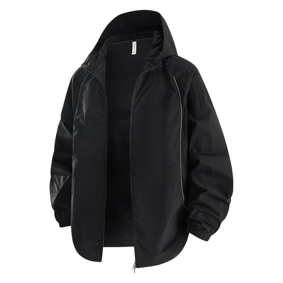 Rexolia Men’s UPF 50 Full Zip Hoodie Jacket Lightweight Sun Protection Fishing Hiking Performance Black 2XL