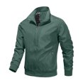 thumbnail image 1 of Rexolia Men’s Zip Front Golf Jacket Lightweight Plaid Lined Slim Fit Casual Outdoor Wind Resistant Army Green L, 1 of 6