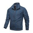 thumbnail image 1 of Rexolia Men’s Zip Front Golf Jacket Lightweight Plaid Lined Slim Fit Casual Outdoor Wind Resistant Dark Blue L, 1 of 6