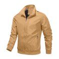 thumbnail image 1 of Rexolia Men’s Zip Front Golf Jacket Lightweight Plaid Lined Slim Fit Casual Outdoor Wind Resistant Khaki 2XL, 1 of 3