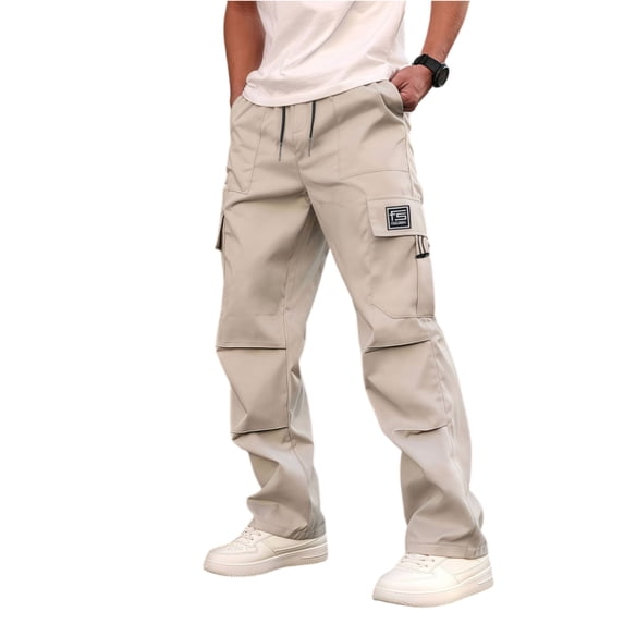 Rexolia Mens Cargo Pants Breathable Multi Pocket Work Pants Elastic Waist Straight Leg Casual Outdoor Utility Daily Complexion M