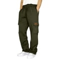 thumbnail image 1 of Rexolia Mens Designer Cargo Sweatpants Relaxed Multi Pocket Drawstring Waist Straight Leg Casual Army Green L, 1 of 9