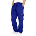 thumbnail image 1 of Rexolia Mens Designer Cargo Sweatpants Relaxed Multi Pocket Drawstring Waist Straight Leg Casual Blue L, 1 of 9