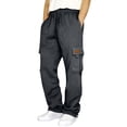 thumbnail image 1 of Rexolia Mens Designer Cargo Sweatpants Relaxed Multi Pocket Drawstring Waist Straight Leg Casual Dark Gray L, 1 of 9
