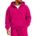 thumbnail image 1 of Rexolia Mens Full Zip Hoodie Long Sleeve Solid Color Plain Hooded Sweatshirt Casual Track Jacket Fall Spring Lightweight Hot Pink L, 1 of 5