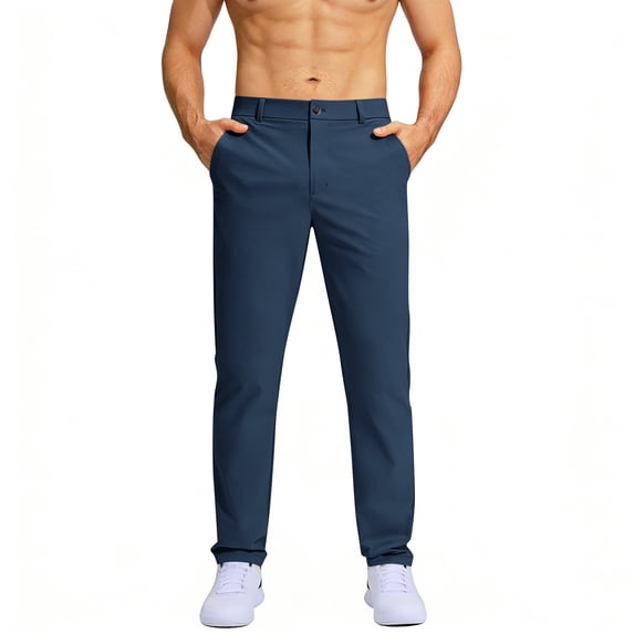 Rexolia Mens Golf Pants Stretch Quick Dry Lightweight Slim Fit Casual Work Trousers Dark Blue 2XL