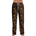 thumbnail image 1 of Rexolia Mens Halloween Pajama Pants Jack O Lantern Smile Scattered Floral Print Drawstring Lounge Bottom Yellow XL, 1 of 4